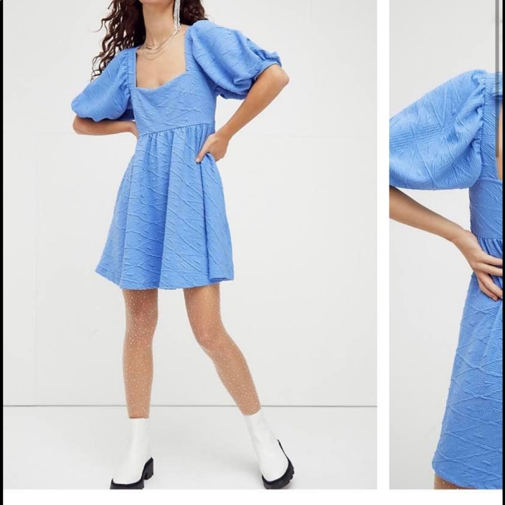 Free people mini dress is color dec sky!
